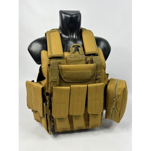 Тактический разгрузочный жилет «5 / пять карманов» с подсумками Tactical Molle Plate Carrier для съемных бронепластин в Симферополе